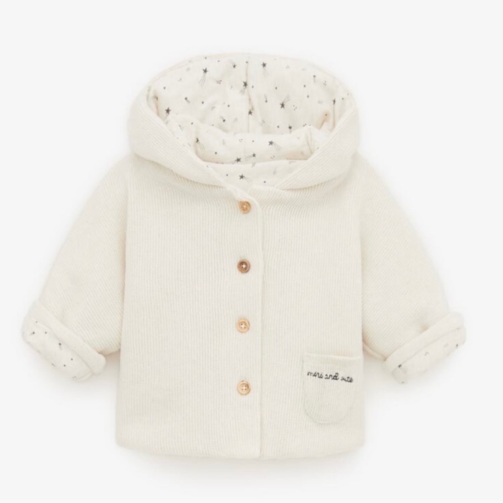 ZARA Baby Embroidered Knit Coat